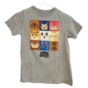 Nintendo Animal Crossing Boy's Graphic Tee Shirt Gray Medium